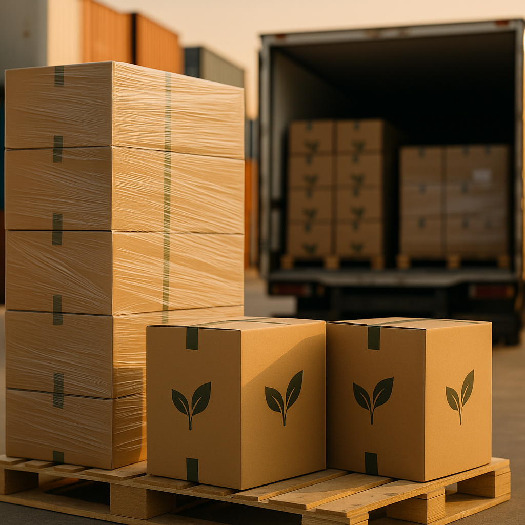 Boxes or Royal Market products ready to be shipped