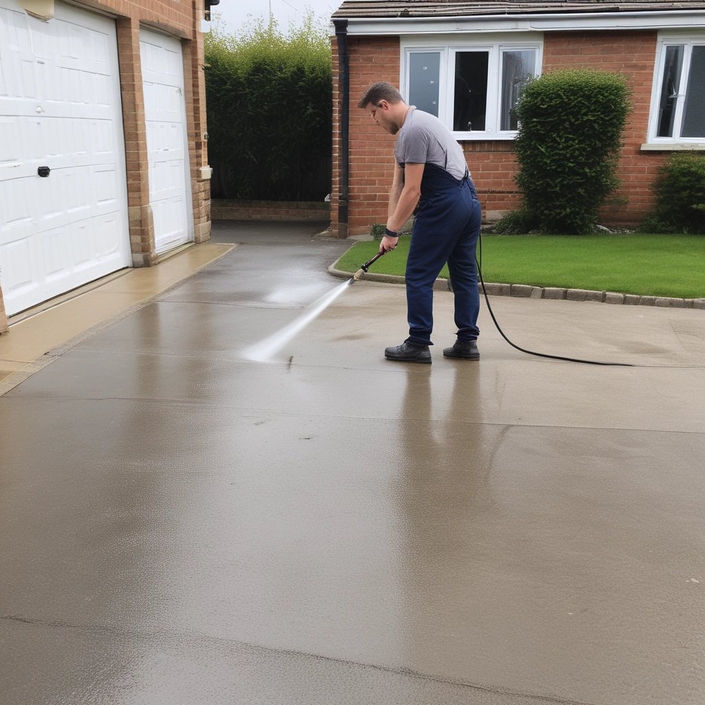 man pressure washing 
