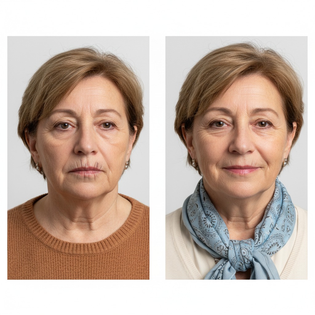 Antes y después del tratamiento del código de barras con resultados naturales en AR Clinic.