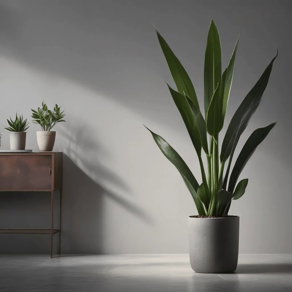 Planta sansevieria en salón, luciendo frondosa