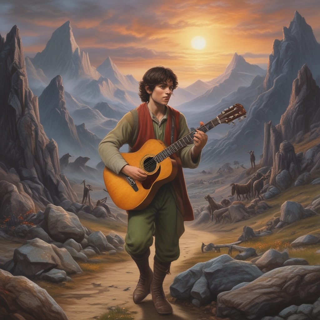 Two guitar headstocks are entangled with cables on a wooden surface. The guitar brands are prominently displayed, with tuning pegs and strings visible. The setup suggests a focus on instruments and possibly musical performance.