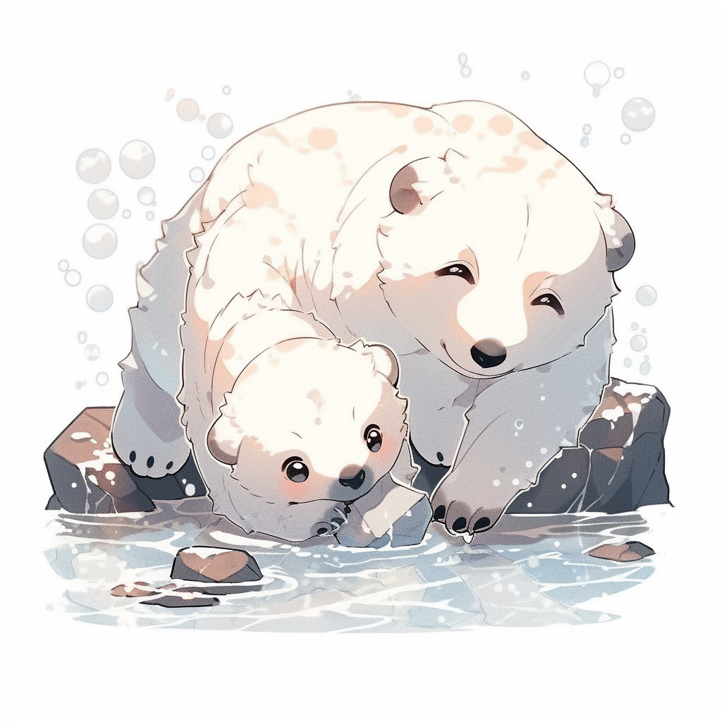 Luna Snowball giving Gaia a bath
