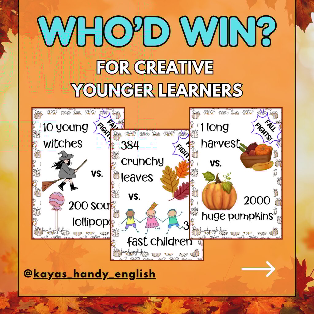 Speaking cards game for autumn and fall English lessons and speaking activities