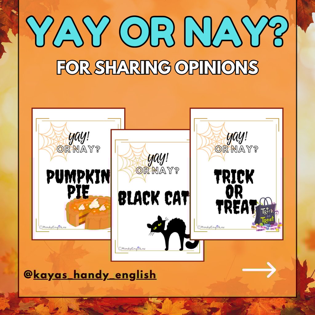 Speaking cards for autumn and fall English lessons and activities