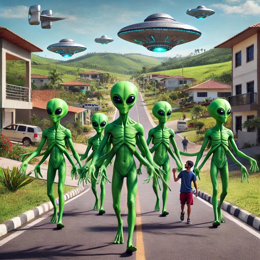 Escultura de ET com detalhes realistas, obra de Jean Esteves no Barra Center Shopping.