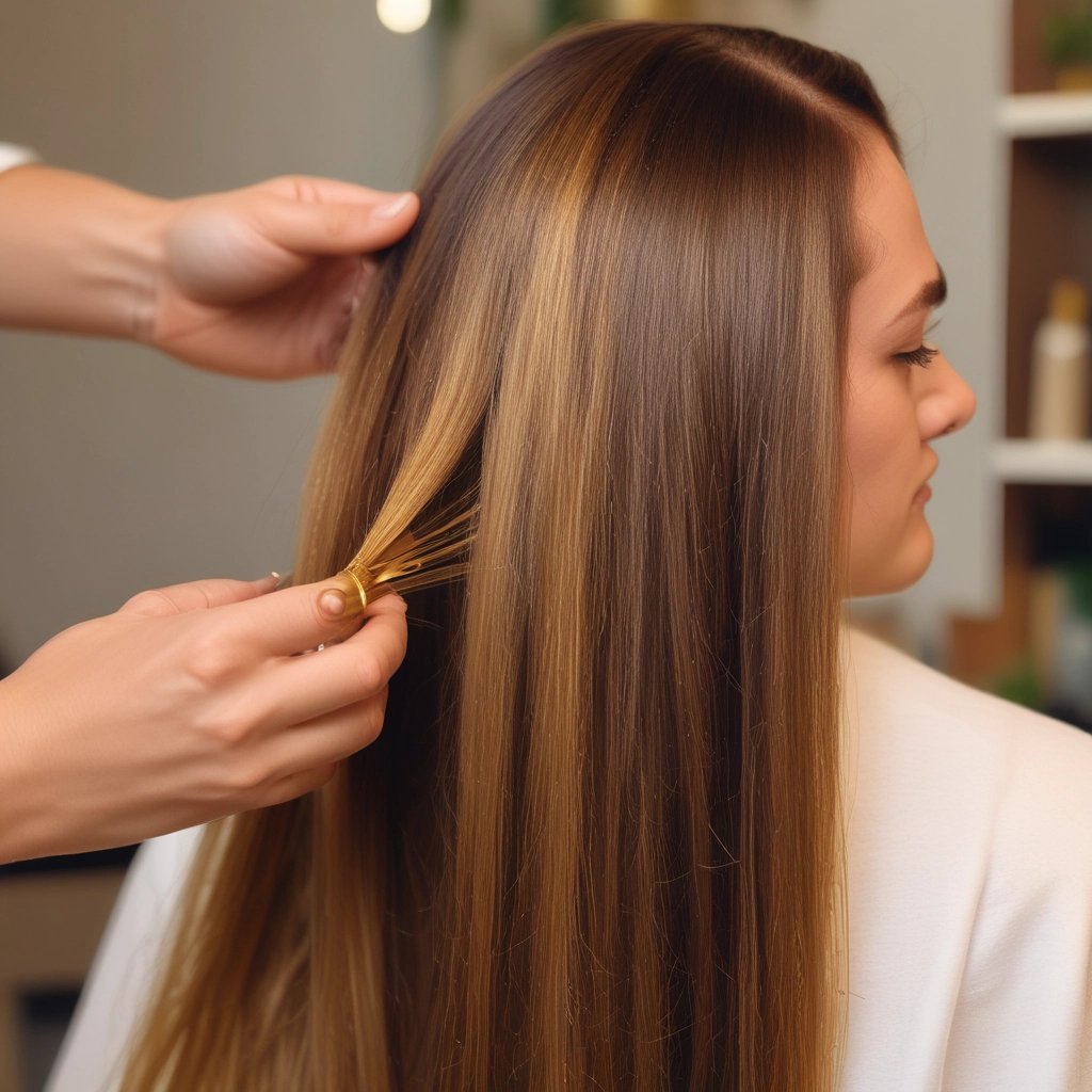 A barbershop or salon setting with black leather chairs and mirrors. The interior features a modern design with sleek lines and minimalist décor, including glass shelves and dark wooden cabinets. The room appears tidy and well-organized, creating a professional and upscale atmosphere.