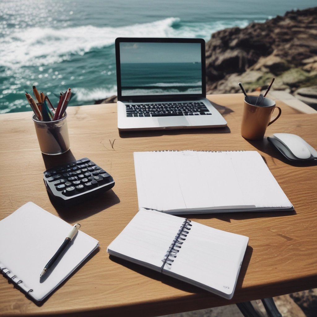 A professional workspace with financial documents and a calculator.