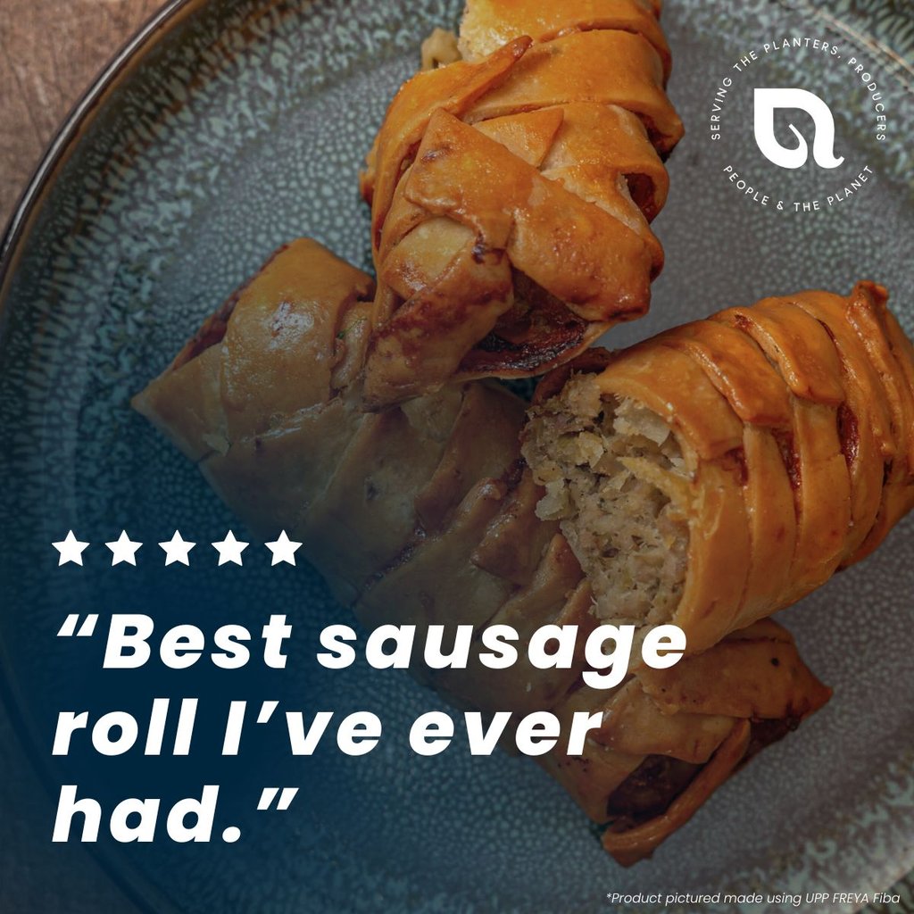 Sausage rolls with broccoli fibre in filling and casing to improve margin, sustainability, nutition