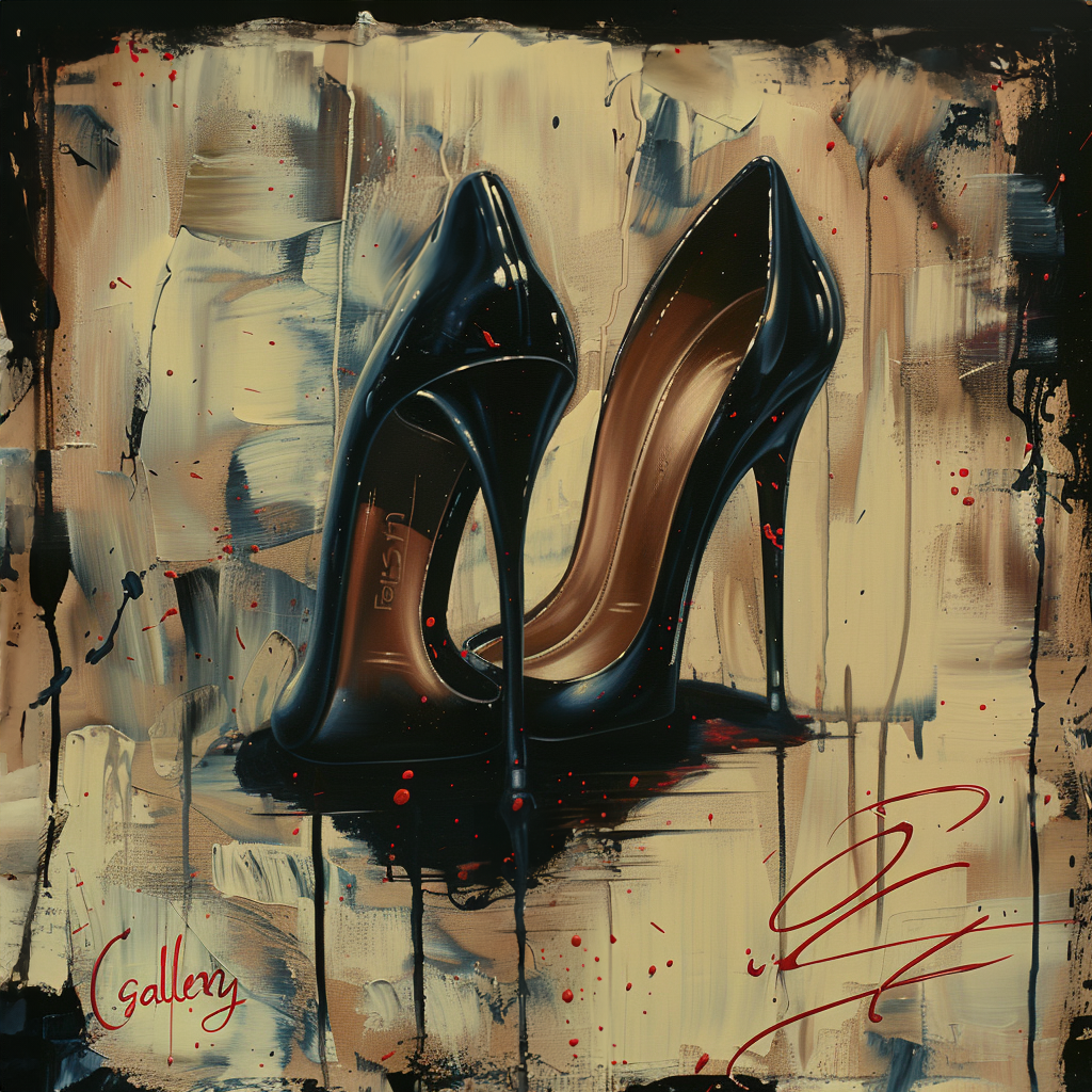 a oil painting of a pair of high heel shoes