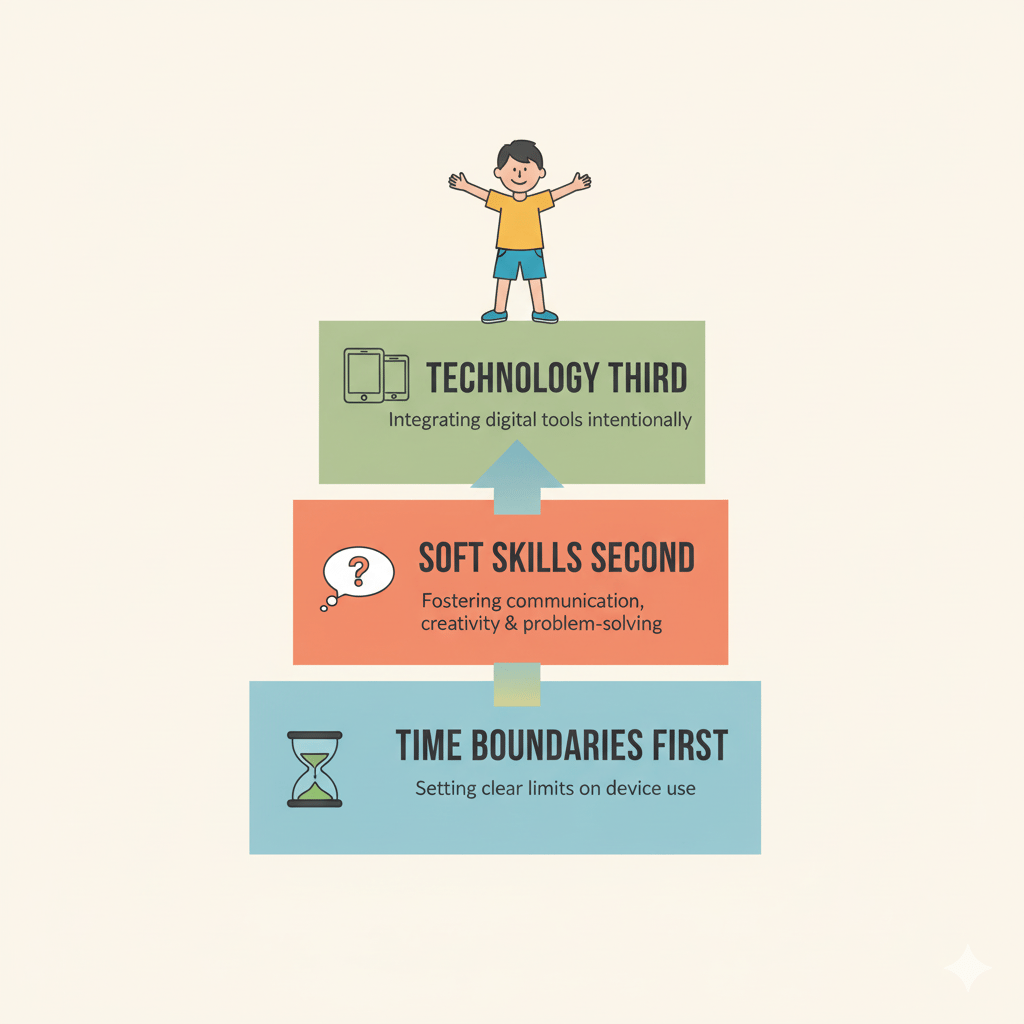 3 steps process to guide kids to digital devices