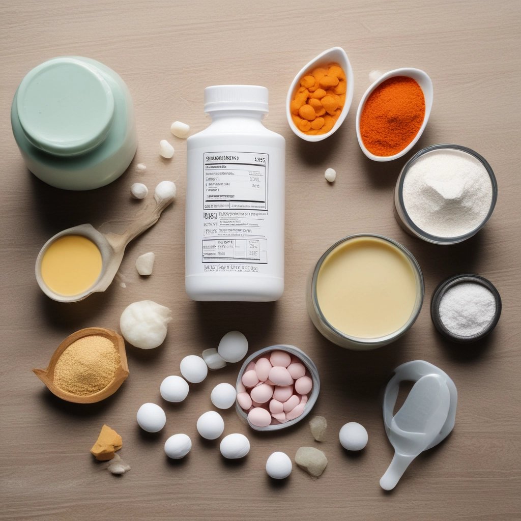 Creatina en polvo. Suplemento alimenticio. 