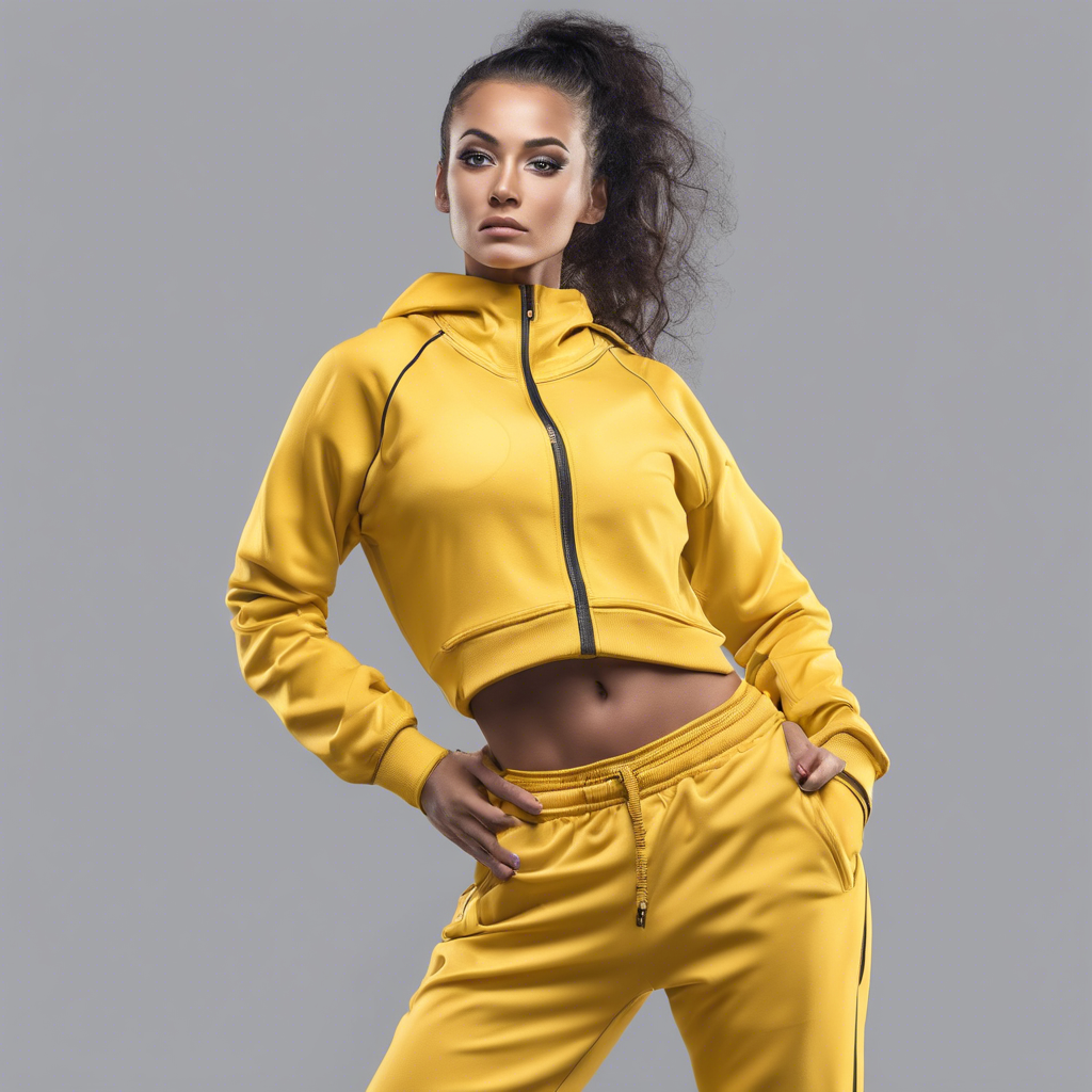 woman in yellow tracksuit standing on basketball court side