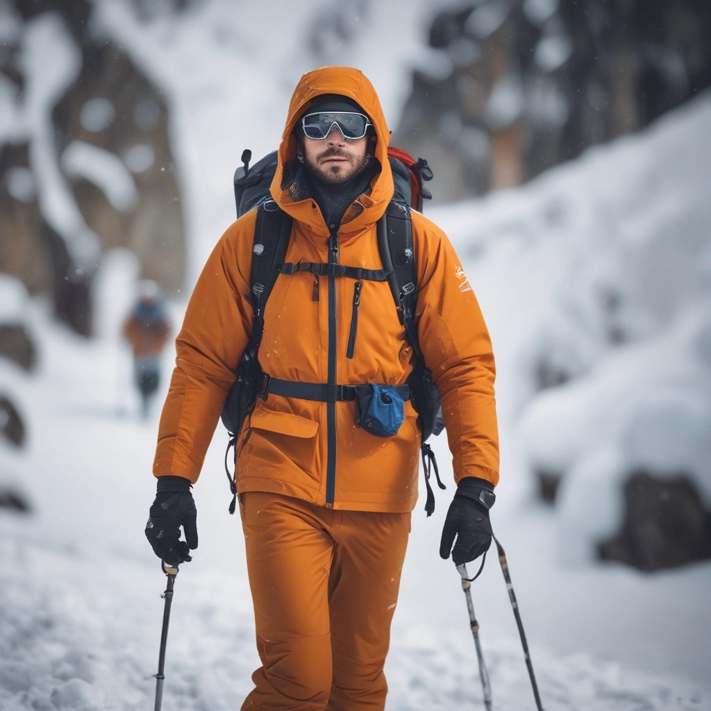 A pair of green hiking shoes with black and yellow accents are worn by someone standing on rocky terrain next to snow. The shoes appear slightly muddy and have a rugged design suitable for outdoor activities.