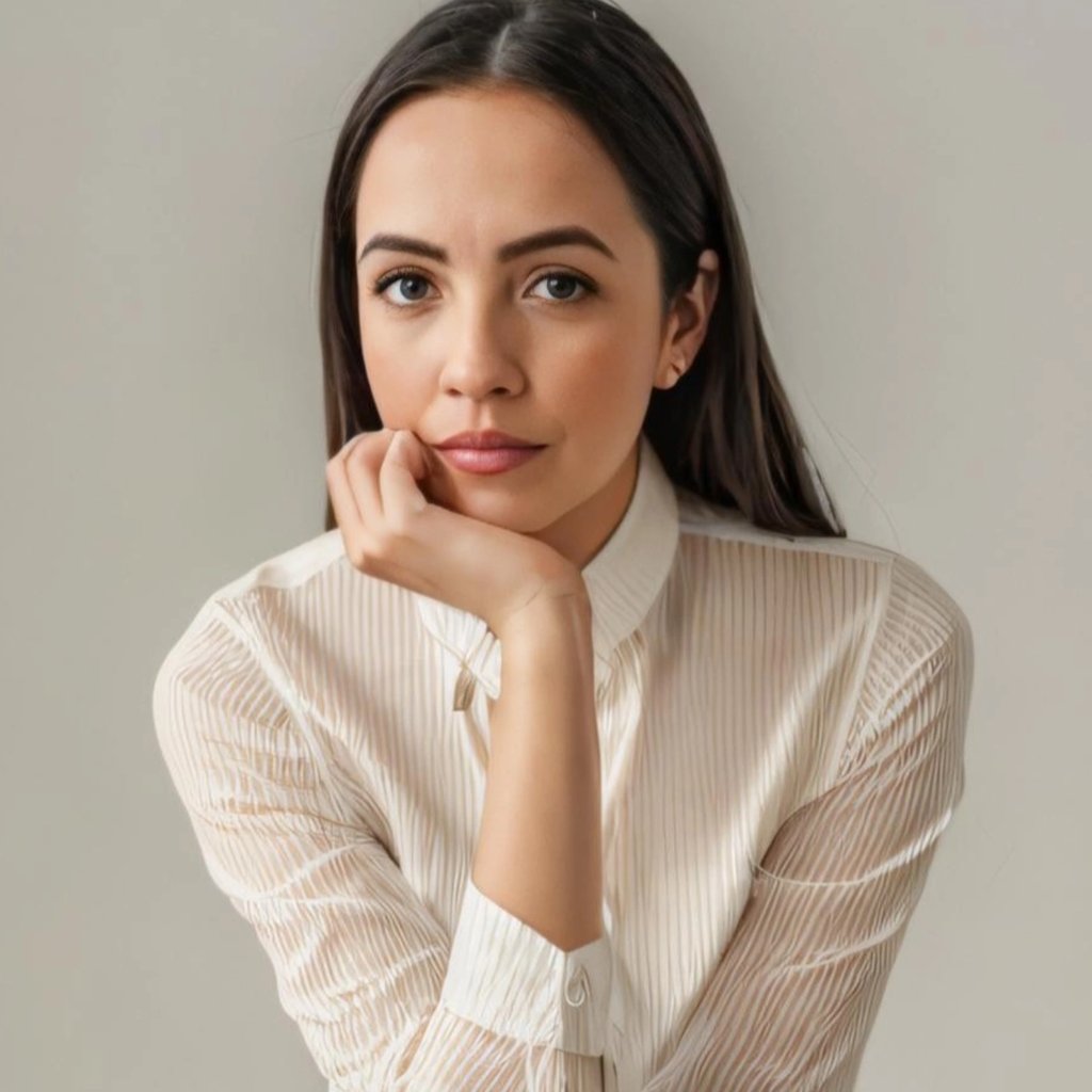 uma mulher com uma camisa branca e uma camisa branca