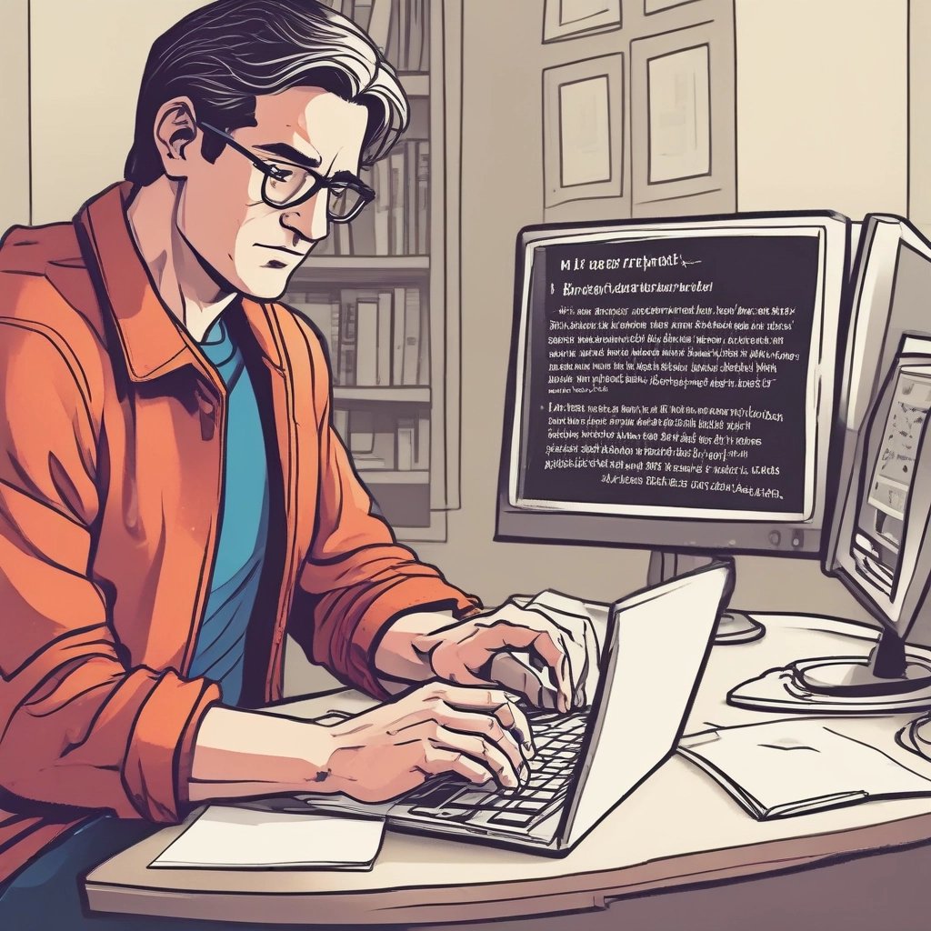a man sitting at a desk with a laptop and a computer