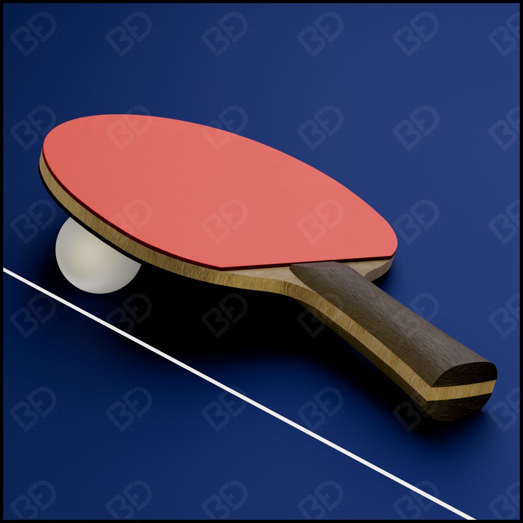 Raquette de tennis de table imprimée en 3D avec revêtement rouge