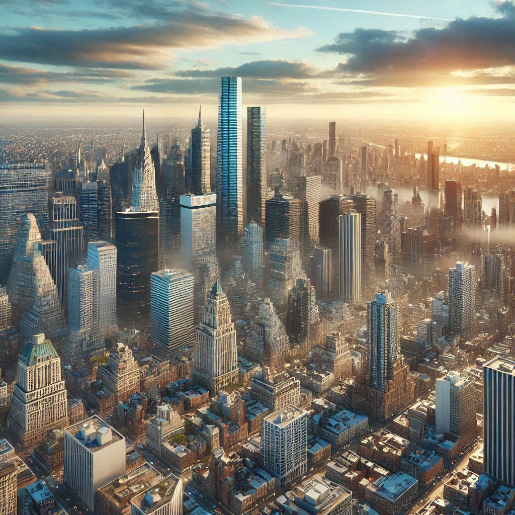 City skyrise representing the world