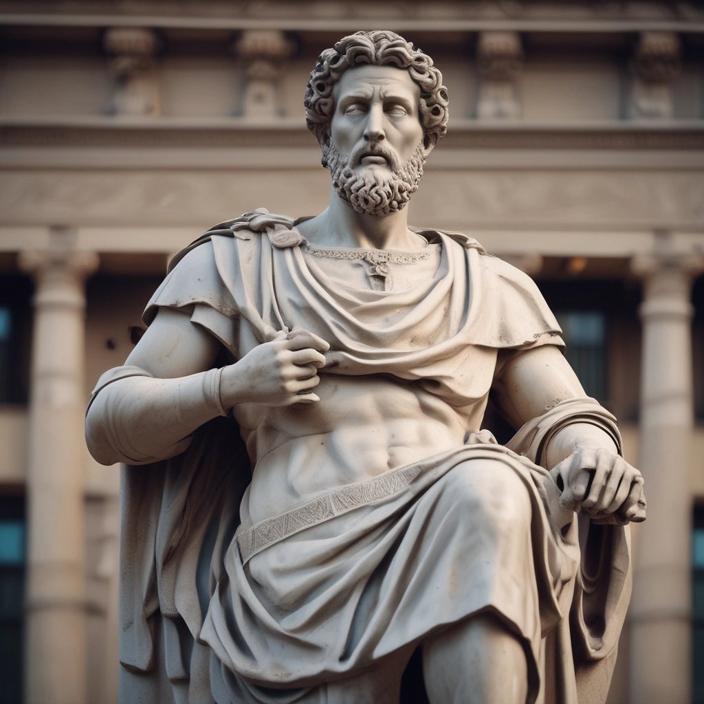 A stack of hardcover books is neatly arranged on an orange-brown armchair. The titles are visible and include topics related to self-help and personal development. The background shows a blur of greenery, suggesting a cozy indoor setting.