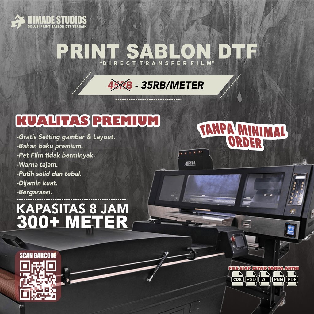 Himade Studios - Print Sablon DTF Meteran Premium