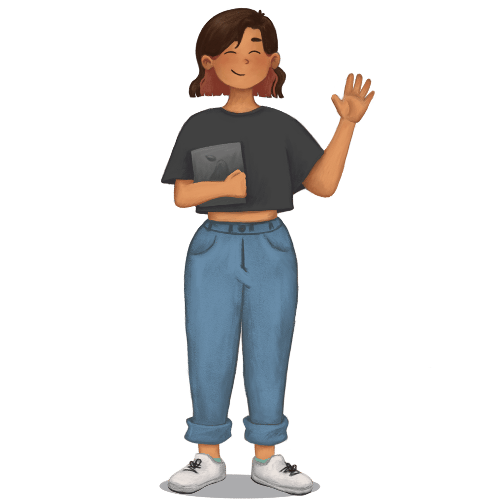 Cartoon character waving