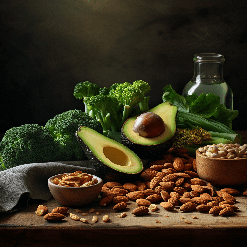 Food rich in Vitamin E like almonds, sunflower seed, hazelnut, avocados, spinach, broccoli