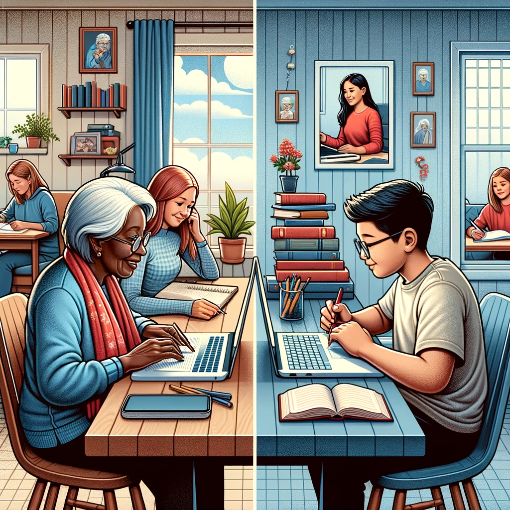 Picture depicting two types of one-on-one tutoring offered, in person and virtual