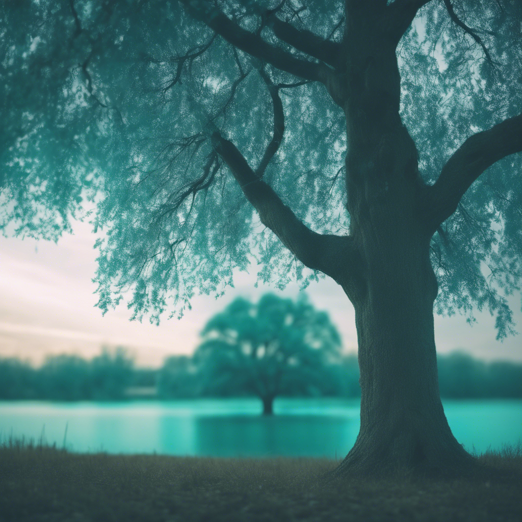 An image of a section of a tree with a blue hue