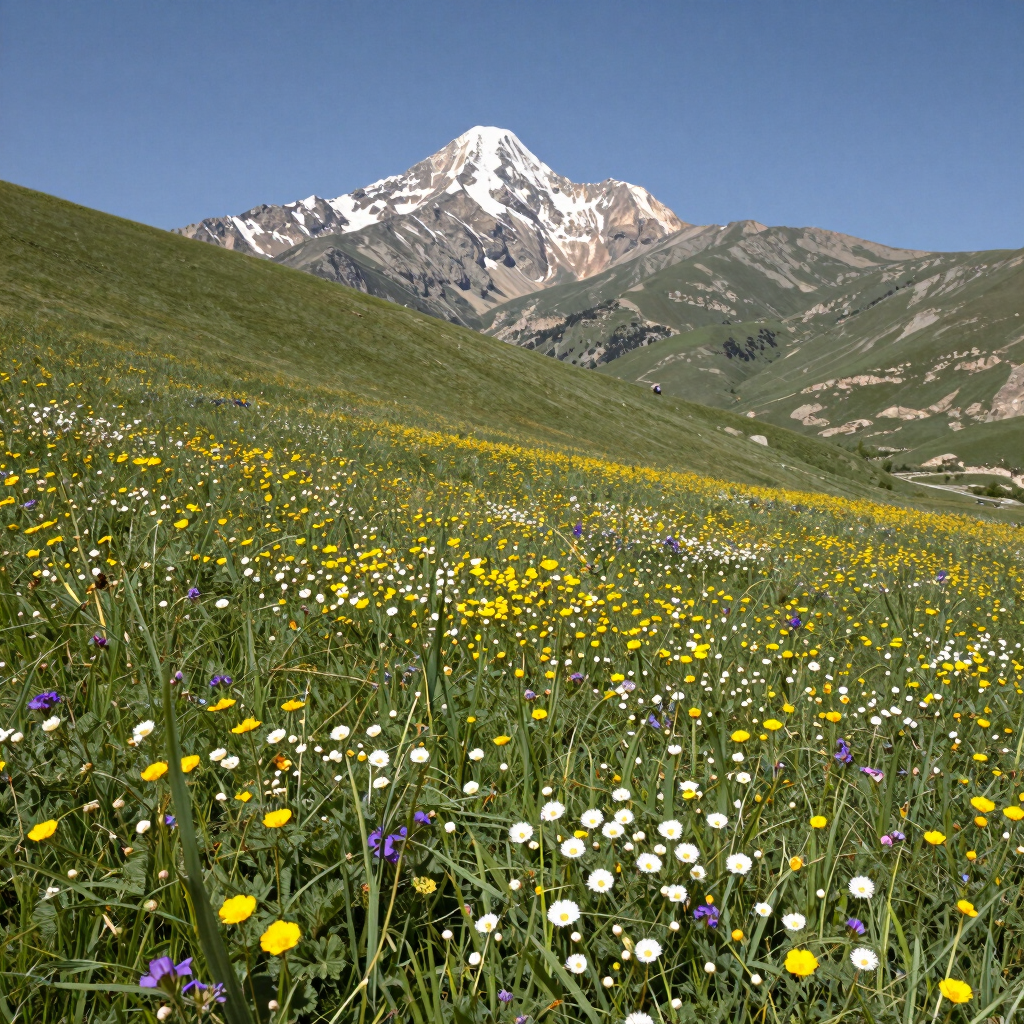 a woman sitting on a rock wall with a view of the mountains
