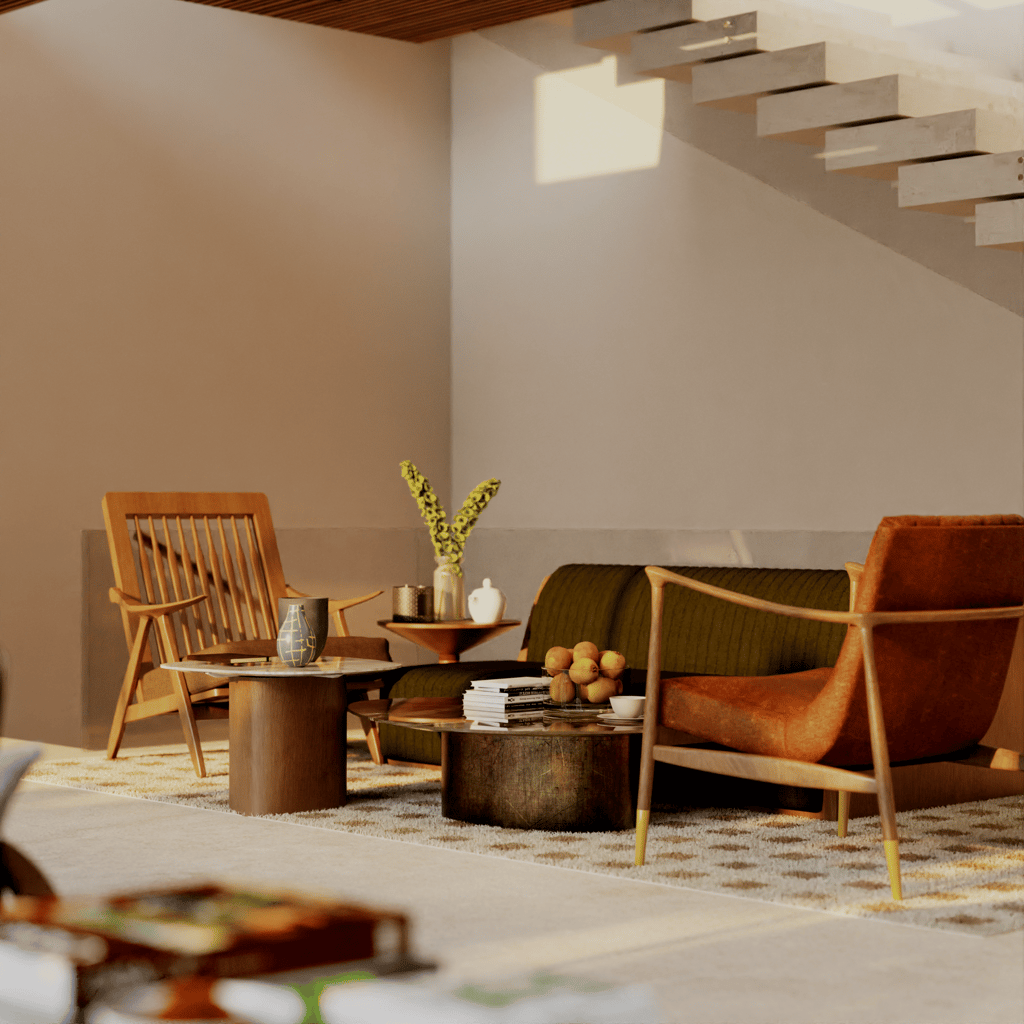 Bespoke living room design with armchairs and coffee table Dubai