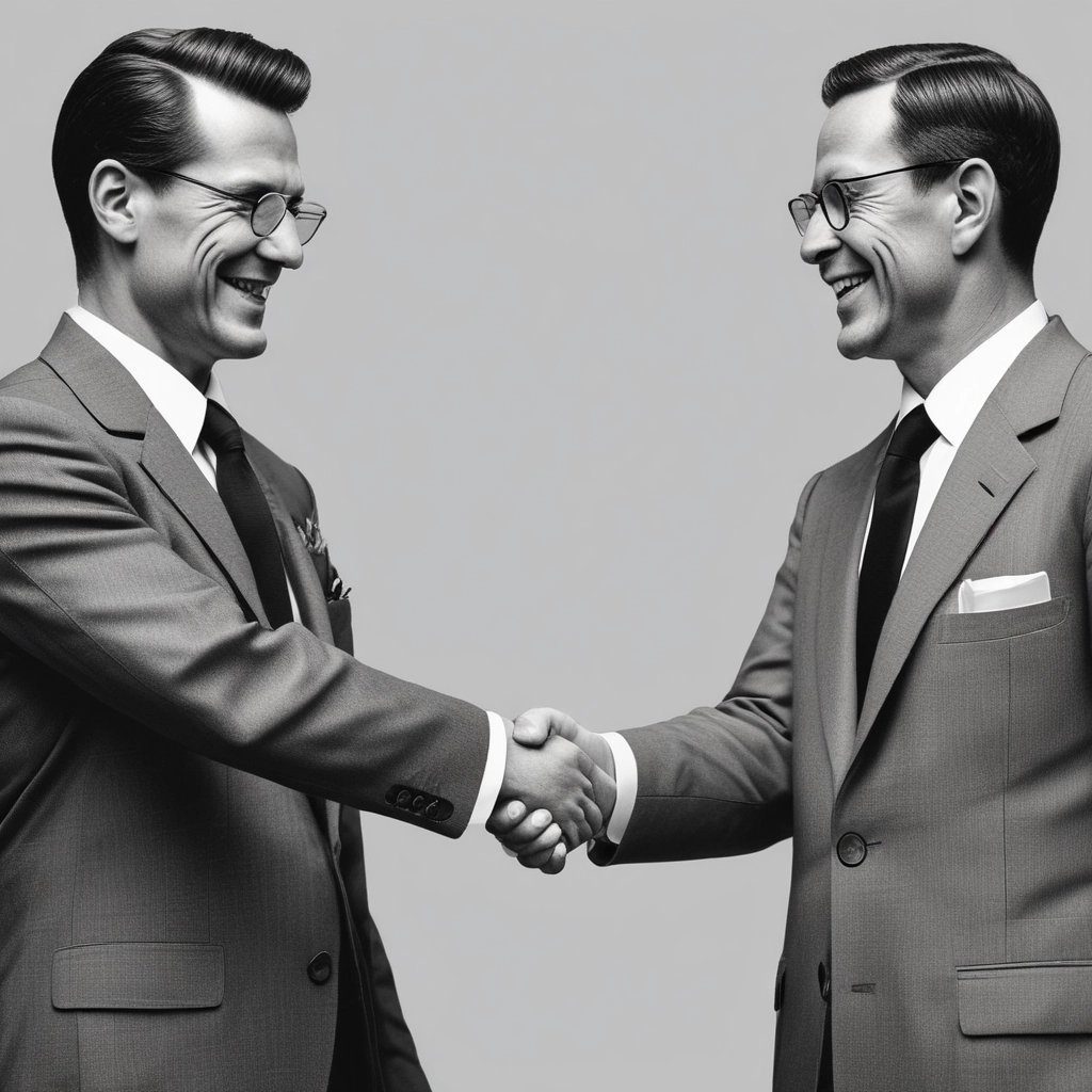 Photo of a handshake between two politicians at a formal event