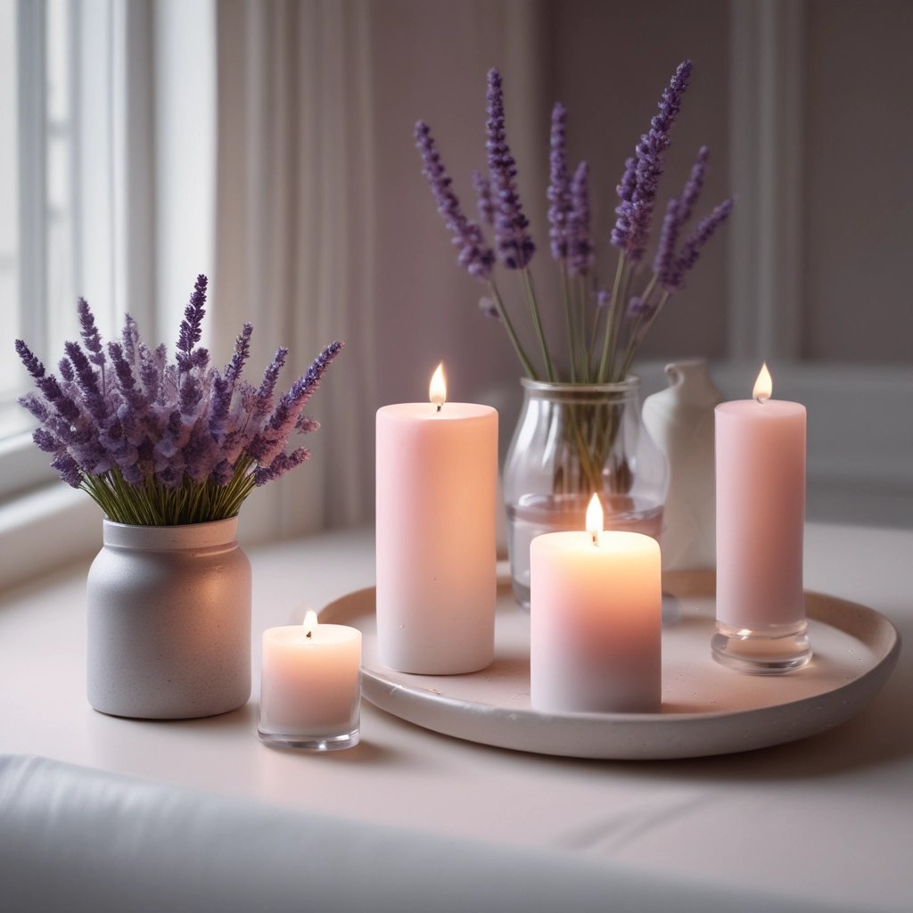 calm evening routine for working moms with candle and soft light