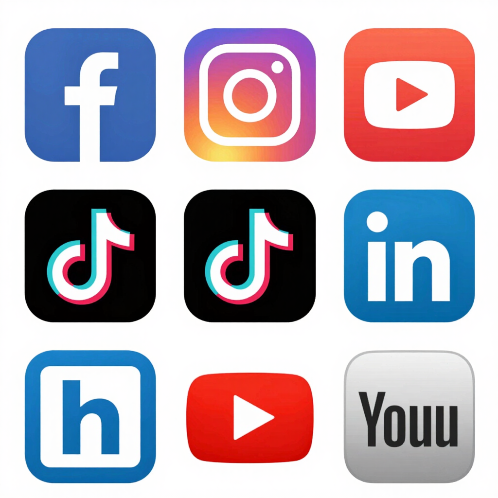 A laptop screen displaying social media analytics with colorful graphs in purple and teal hues