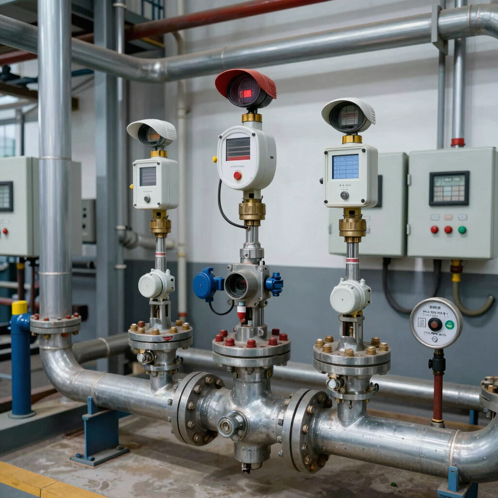 Fire & gas detection sensors mounted on industrial pipes