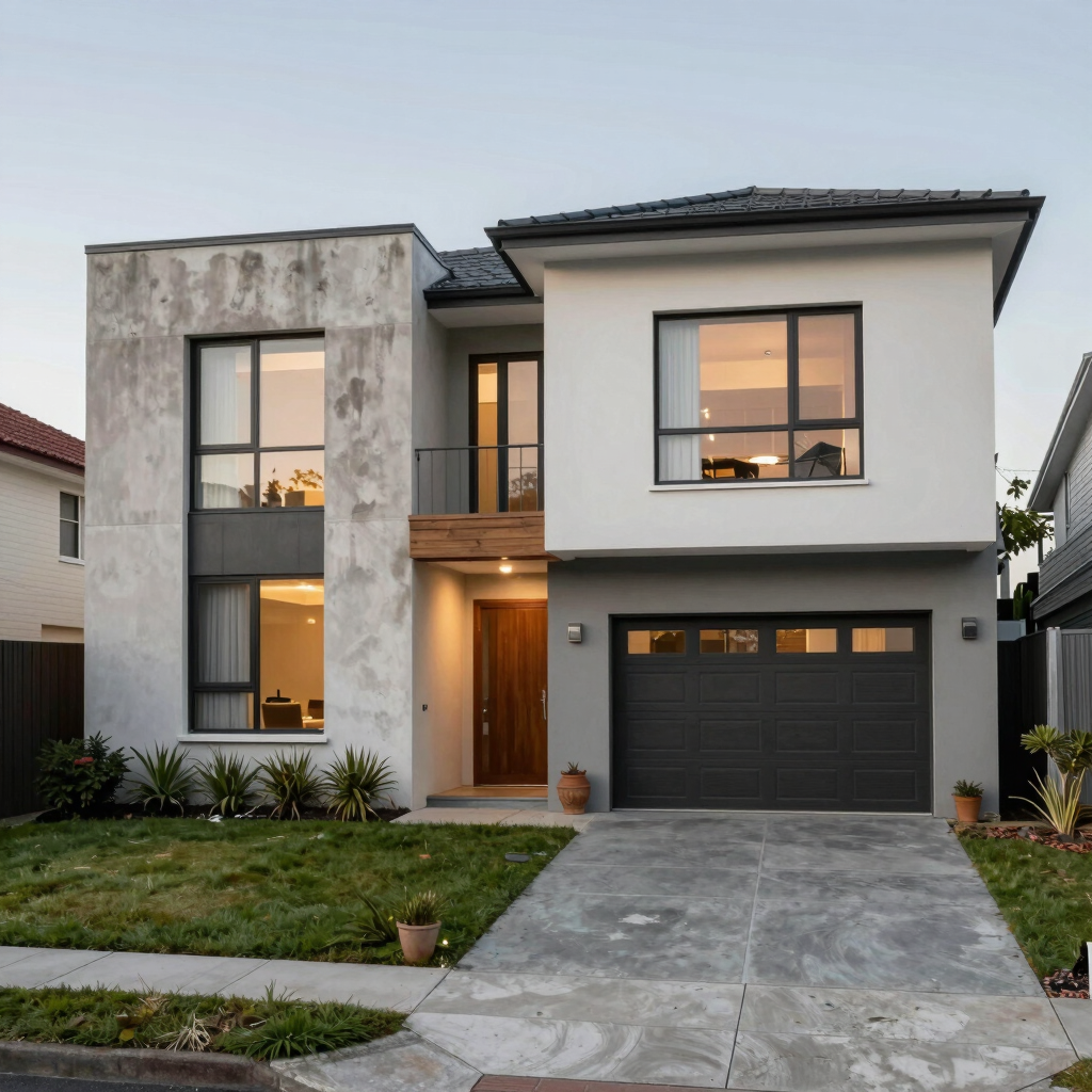 A freshly cleaned rendered home exterior with tidy landscaping and a spotless outdoor entertaining area in Sandringham.