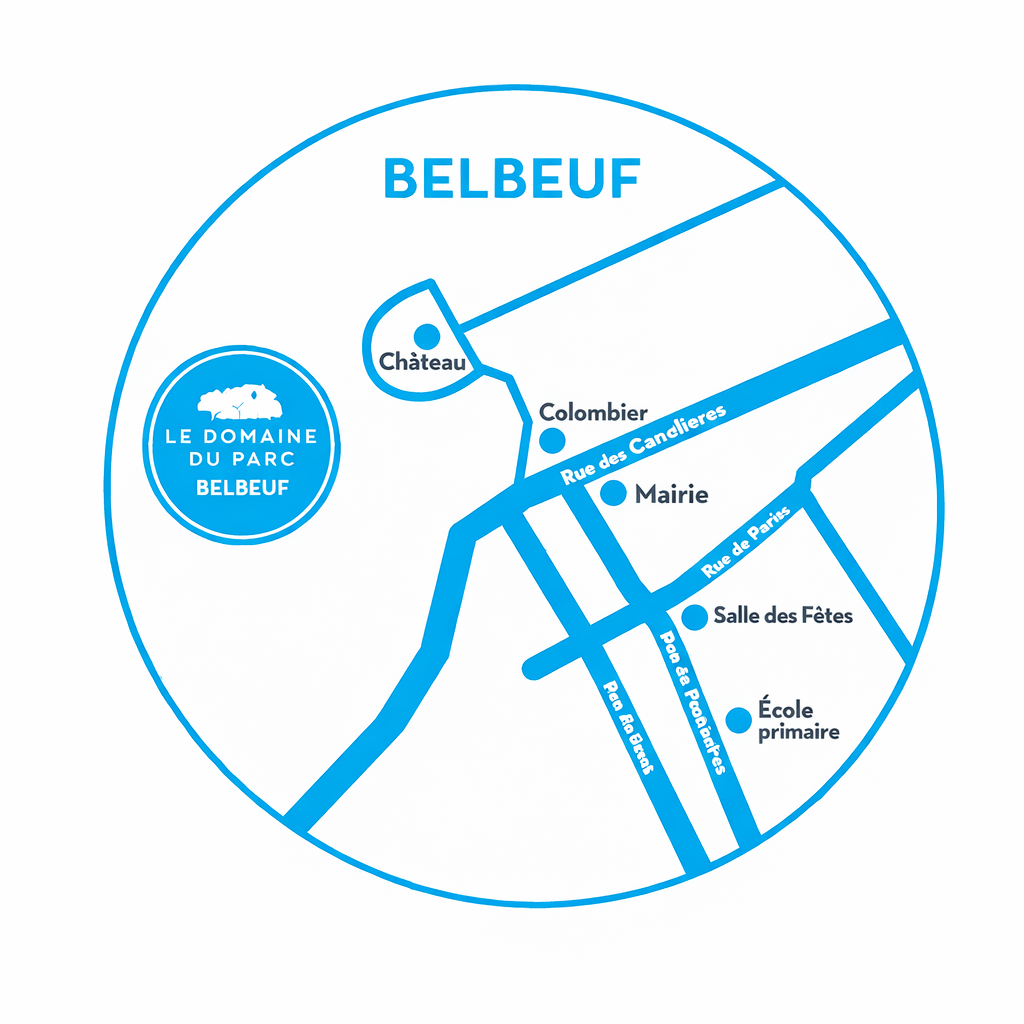 localisation du lotissement Domaine du Parc à Belbeuf proche de Rouen