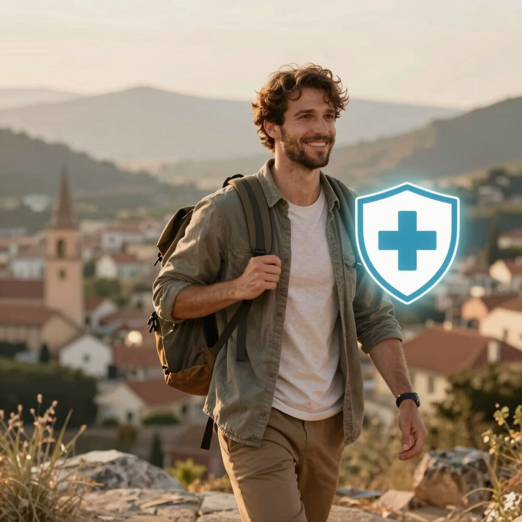 Illustration of a secure digital shield overlaying a globe with network lines.