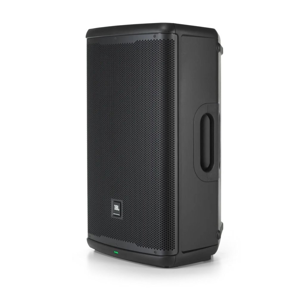 Altavoz activo profesional JBL EON715, vista lateral en perspectiva