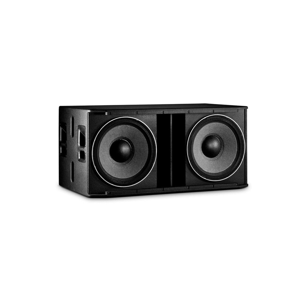 Subwoofer JBL SRX828SP profesional de alquiler, vista frontal en perspectiva