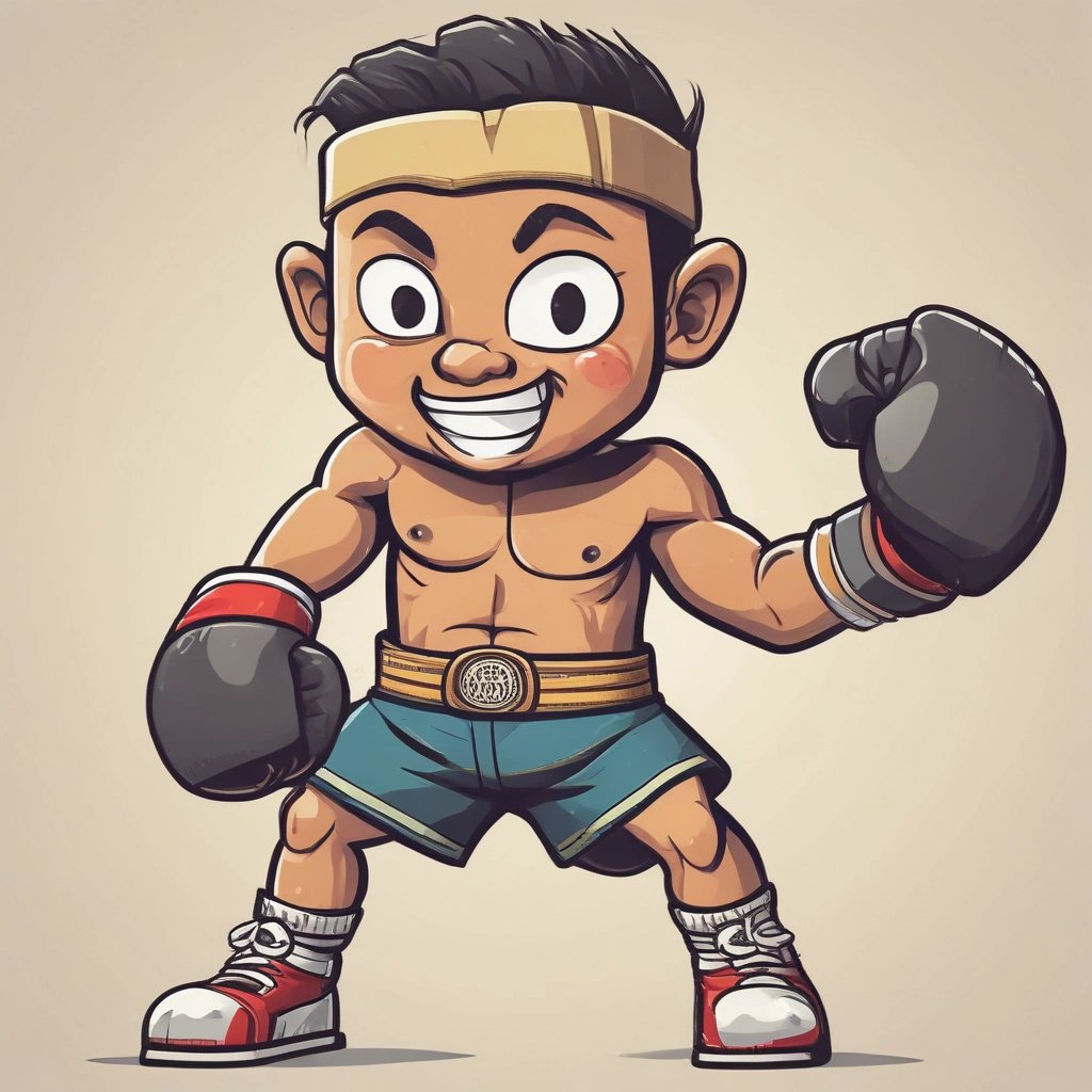 Cartoon image of a young Muay Thai fighter