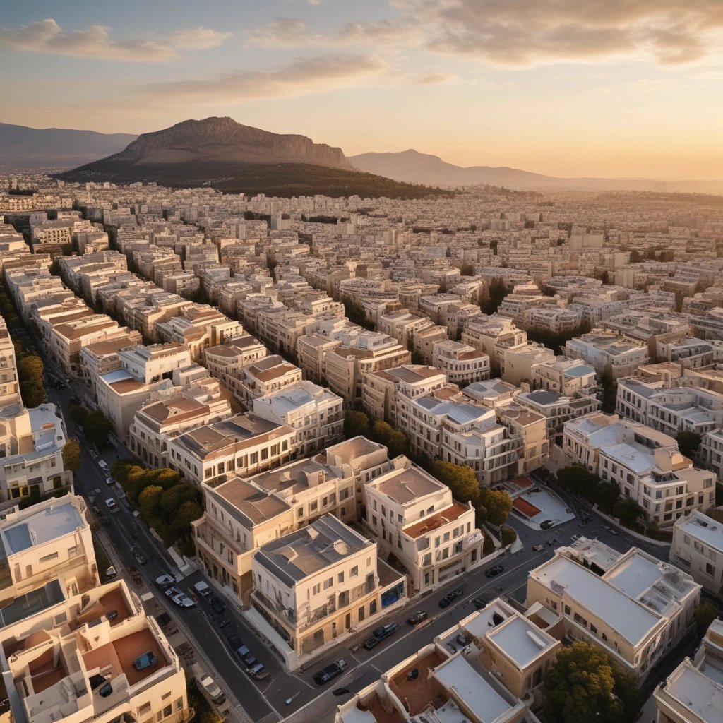 a cityscape of a city with a mountain in the background