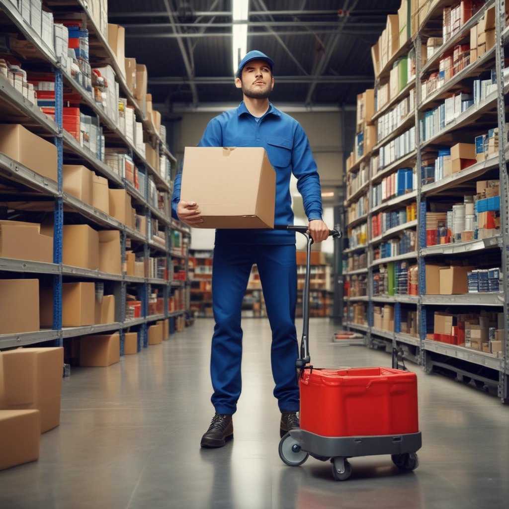 A medical supply cart featuring an adjustable lamp, various medical containers, and supplies organized neatly. Items include pink kidney trays, a container with gloves, rolls of tape, gauze pads, a pair of scissors, and bottles of medical liquids. The cart also holds boxes labeled for gloves and other medical essentials.