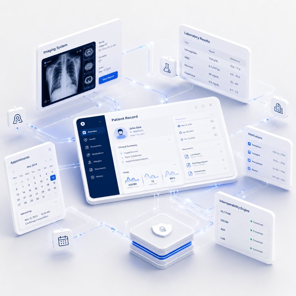 Healthcare digital transformation platform focused on interoperability and scalable systems.