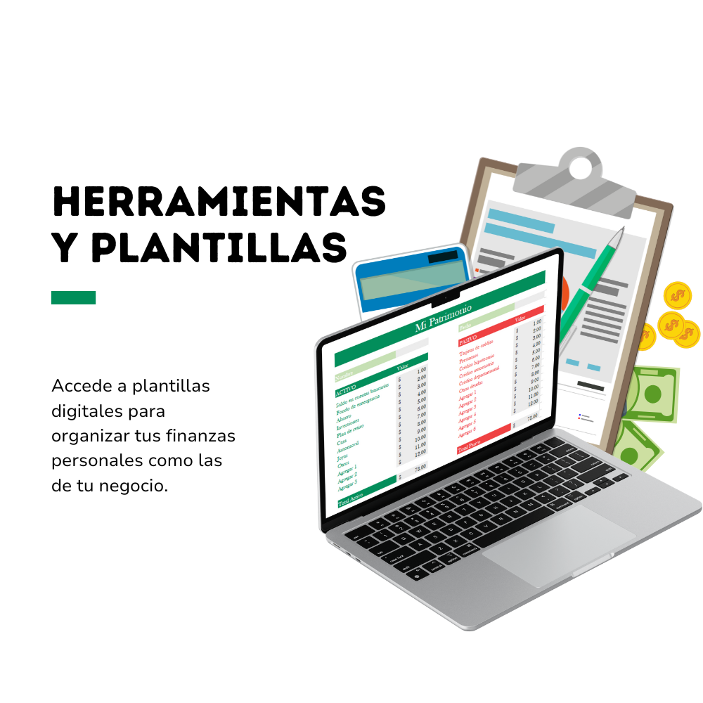 Un ordenador portátil con una calculadora y dinero