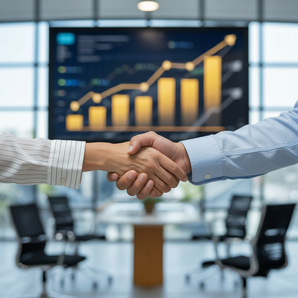 Ad interim Manager gibt Handschlag als Versprechen für qualitative Leistung