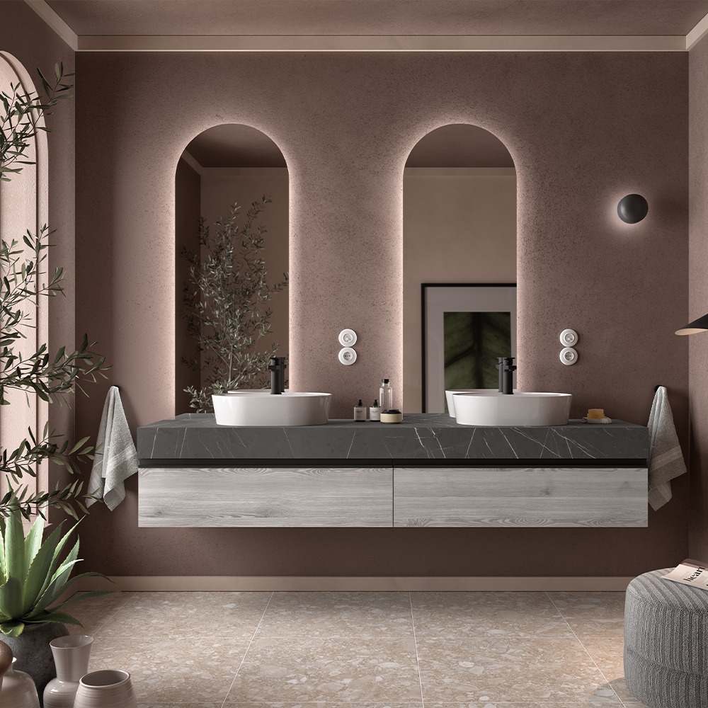 1 draw bathroom unit with sit on basins