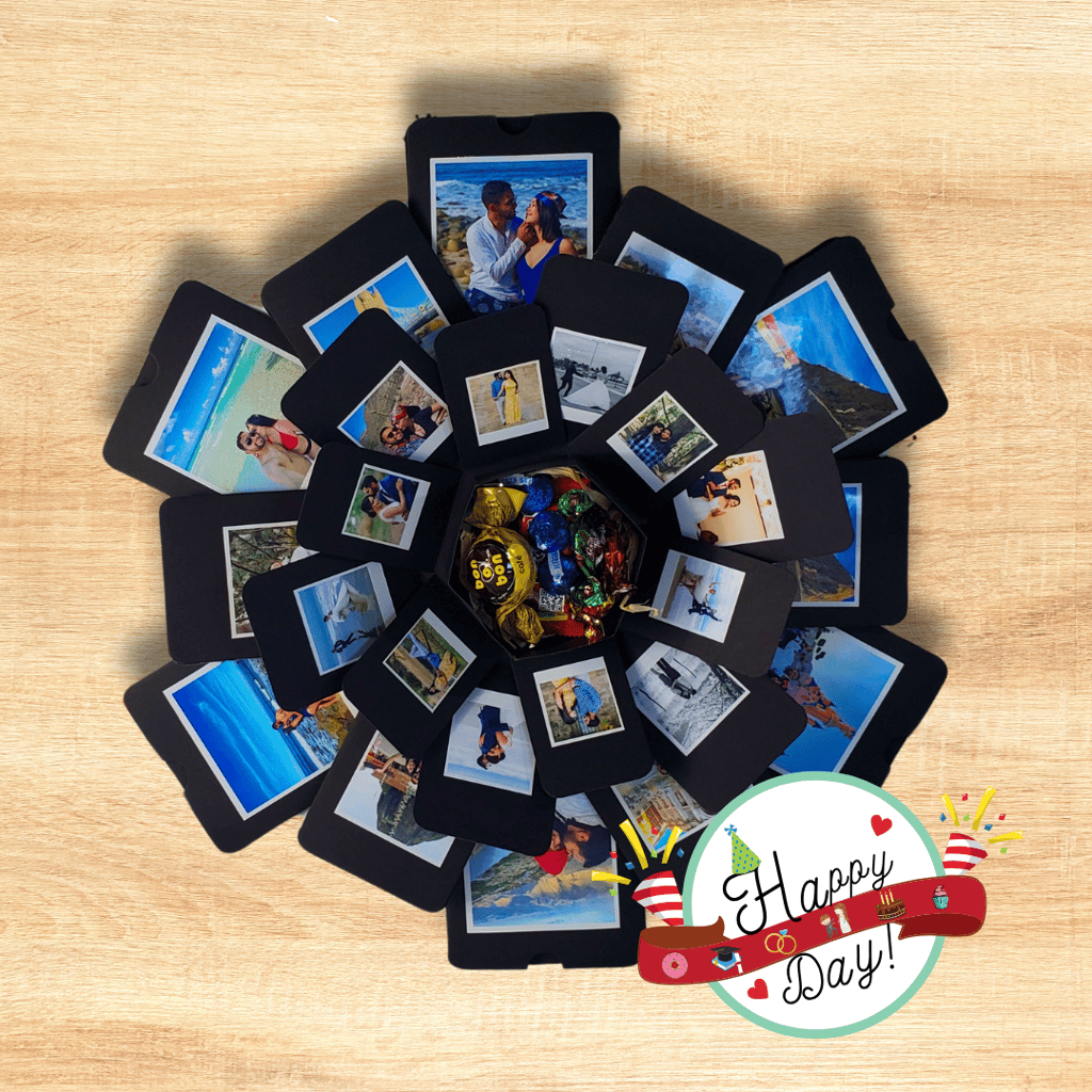 a clock with pictures of a family's photos on it