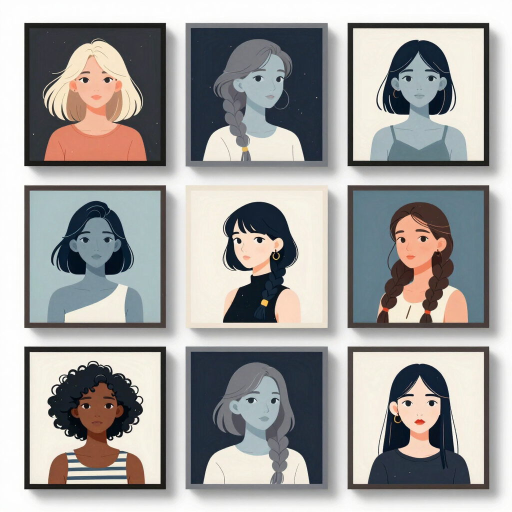 Close-up of a digital gallery showcasing diverse artwork and commission details on a sleek website.