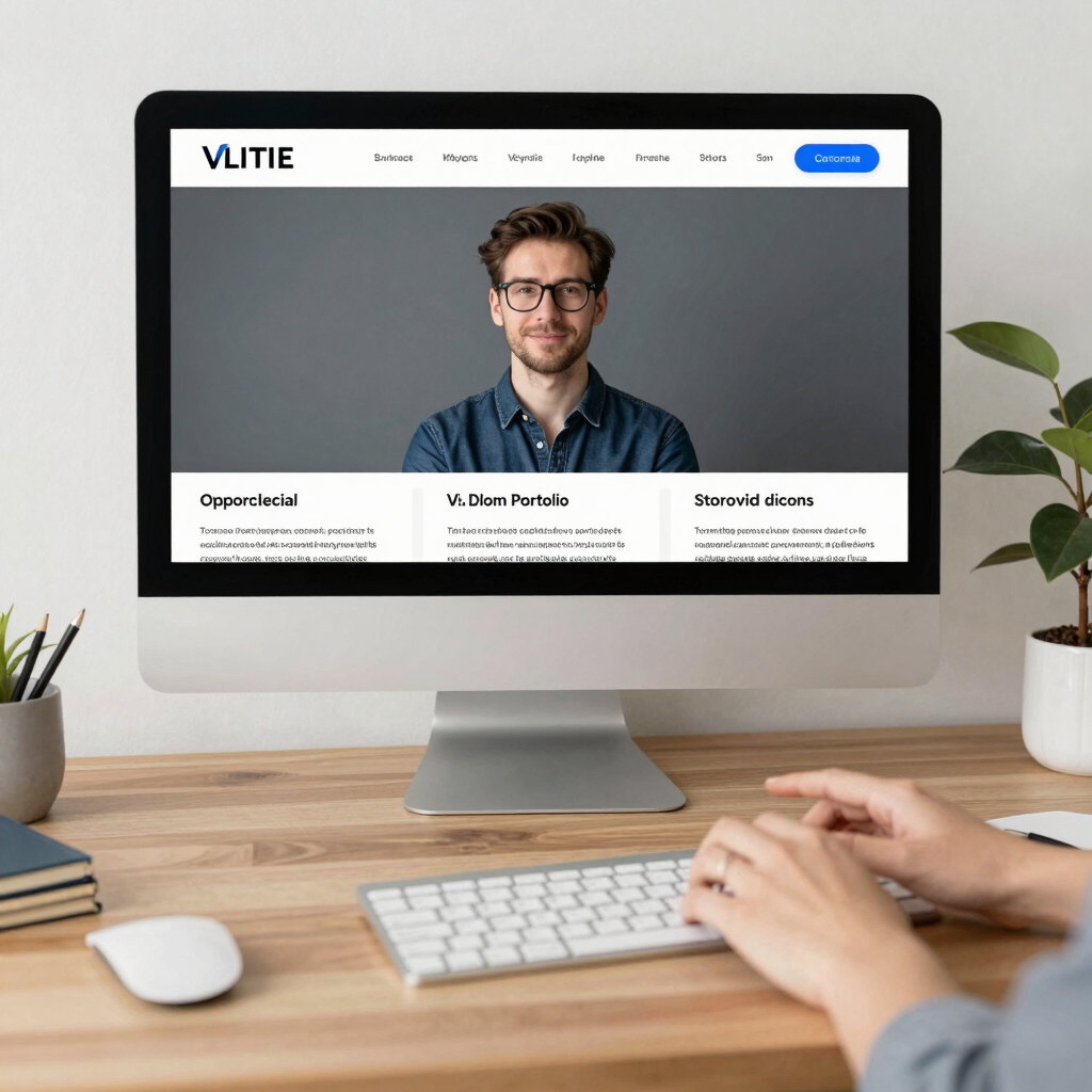 A sleek portfolio webpage displaying videos, images, and project descriptions.