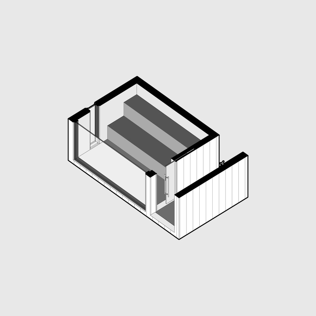 Sauna axonometric view for luxury cabin wellness amenity design