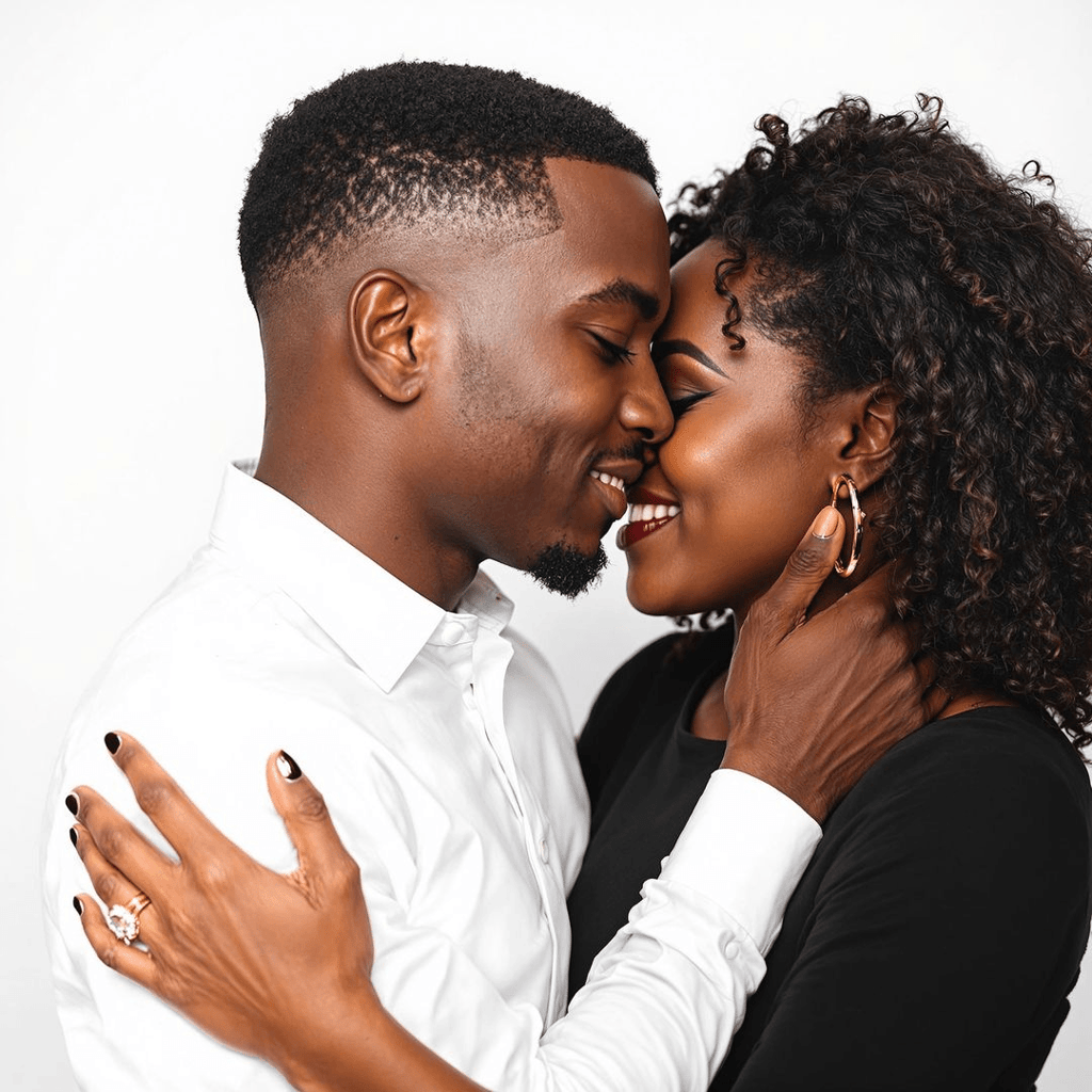 African American couple enjoying intimate moment